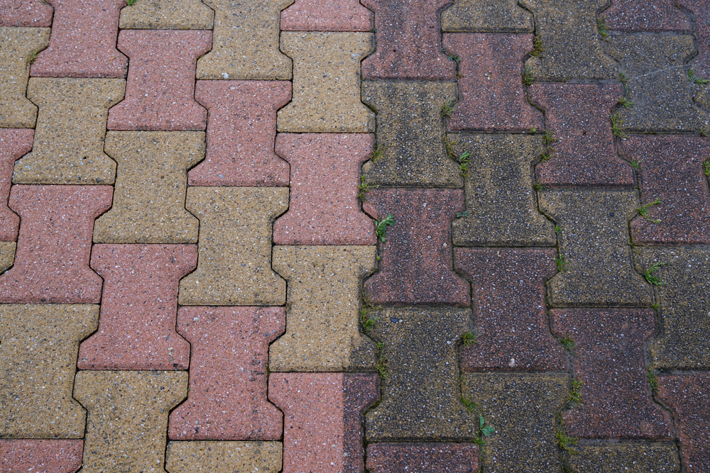 before and after driveway cleaning